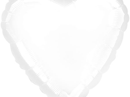 Metallic White Heart Foil Balloon 18in Fashion