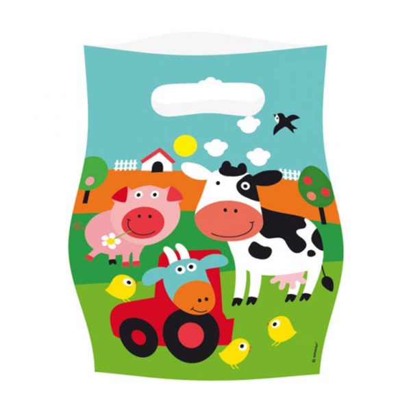 Farm Fun Plastic Loot Bags 8pcs on Sale