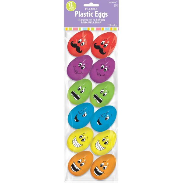 Fillable Funny Face Plastic Eggs 12pcs Supply