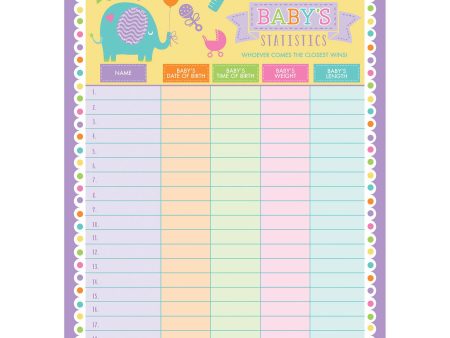 Baby Shower Paper Statistics Sheet Online Sale