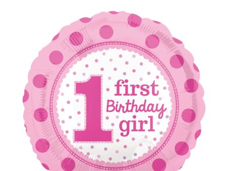 1st Birthday Girl Foil Balloon 45cm Sale